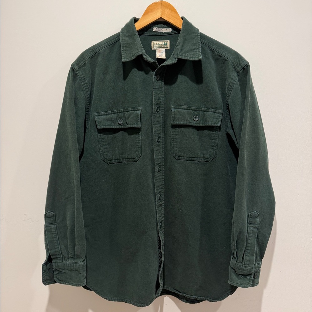 L.L. Bean Vintage Men's Green Flannel Casual Button Down Shirt